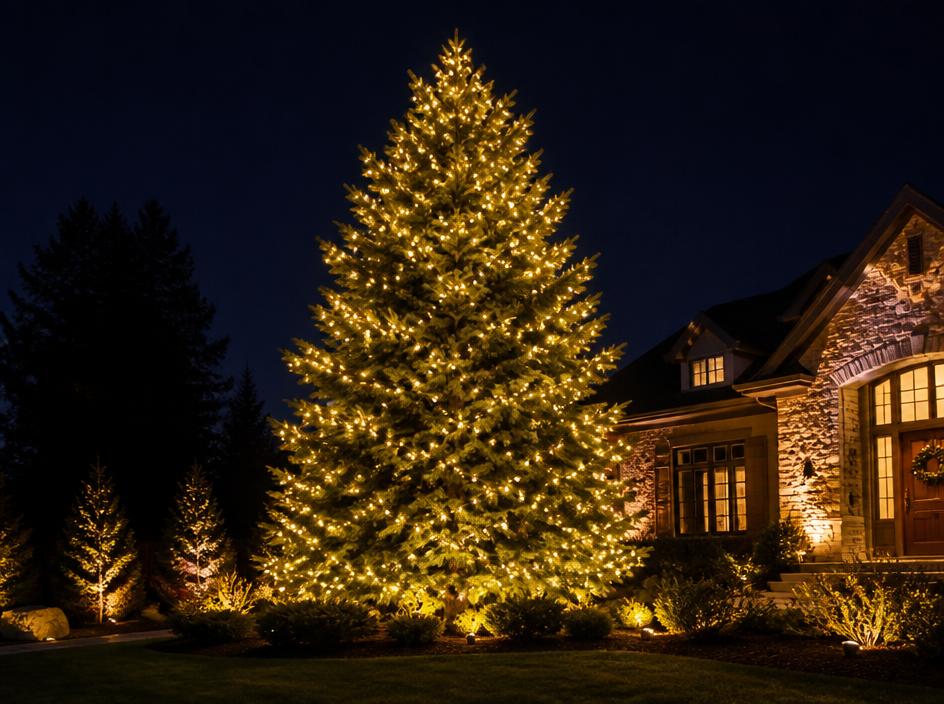 Garden and architectural landscape lighting at night